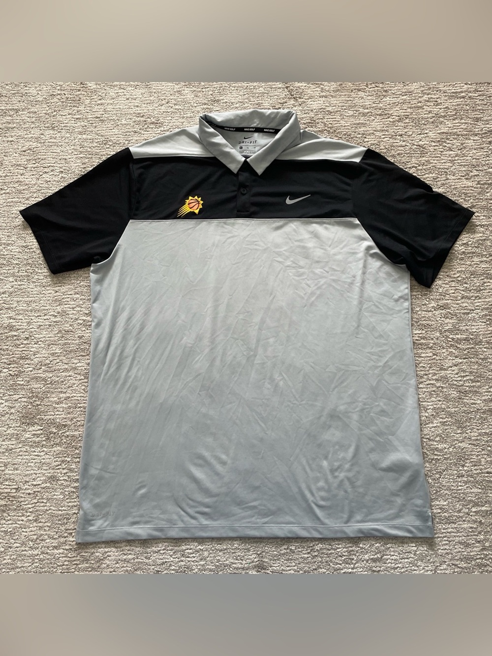Nike Golf phoenix Suns Polo Shirt Dri Fit Mens Size XL Gray Black Performance